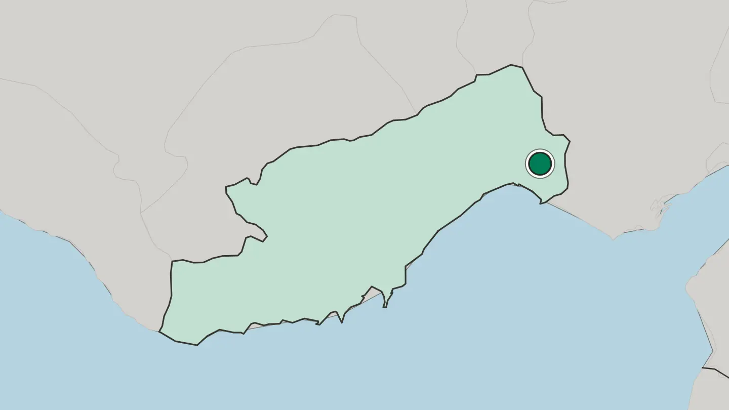 Map of Tarsus in Turkey