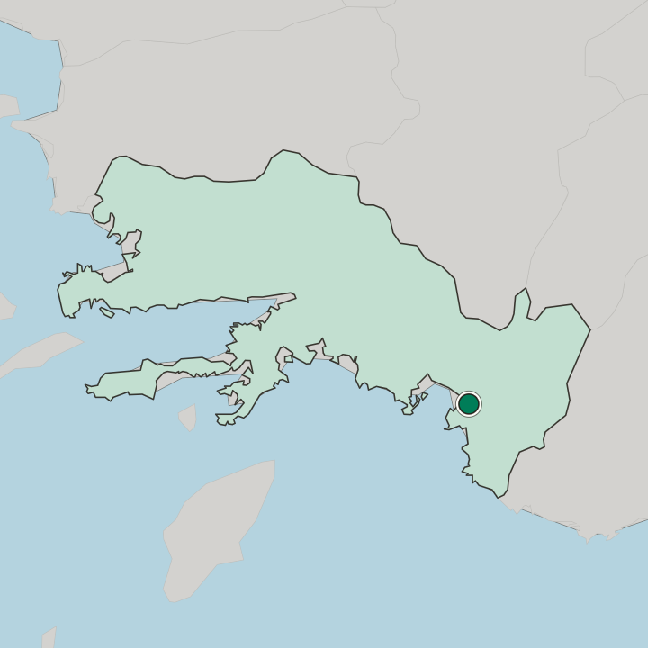 Map showing Fethiye — In Muğla