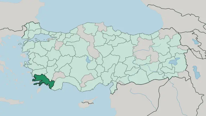 Map of Muğla in Turkey