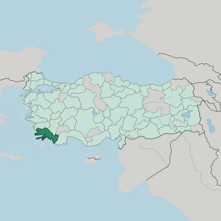 Map showing Muğla — In Turkey