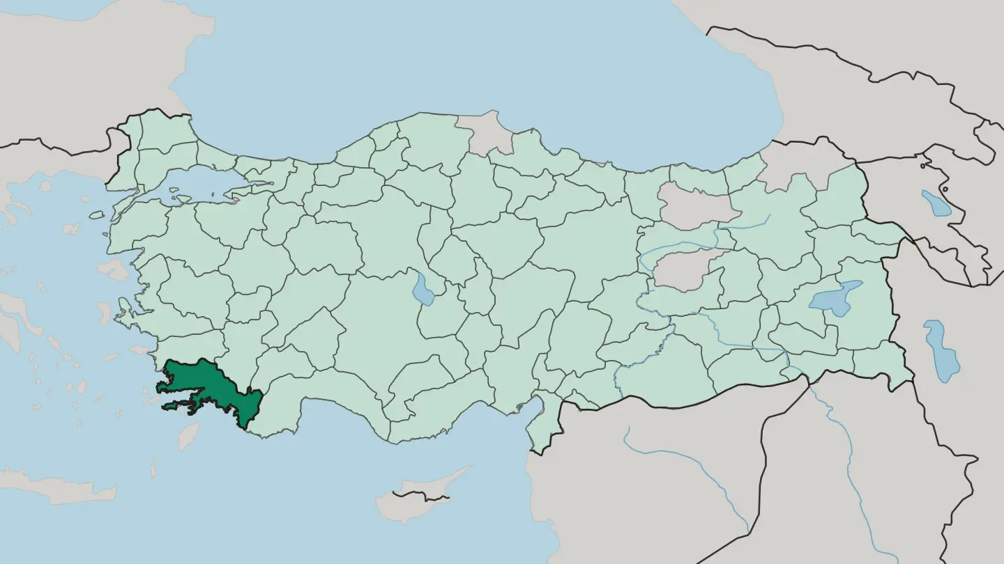 Map of Muğla in Turkey