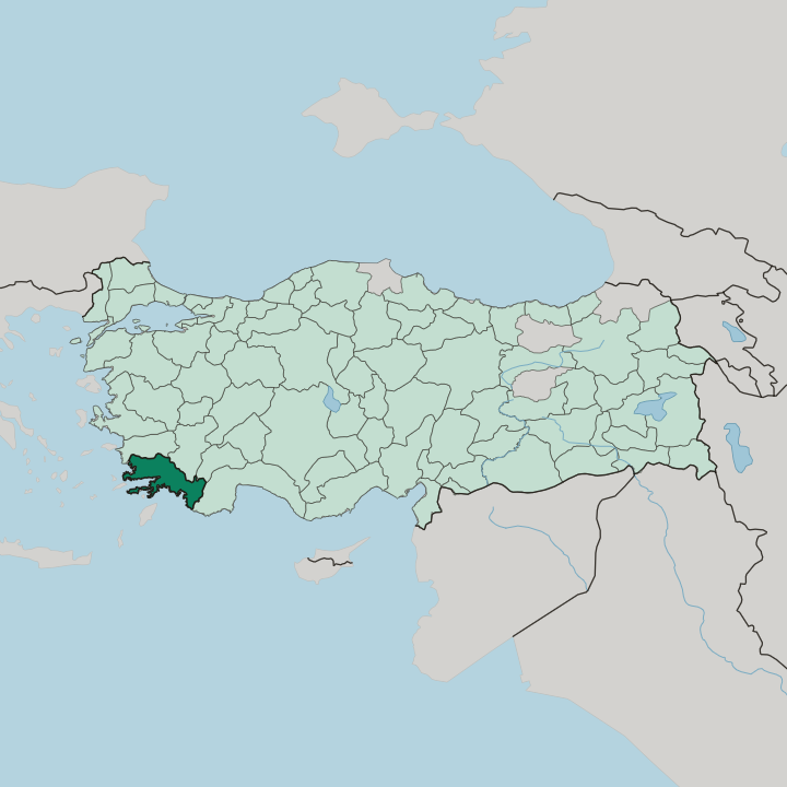 Map showing Muğla — In Turkey