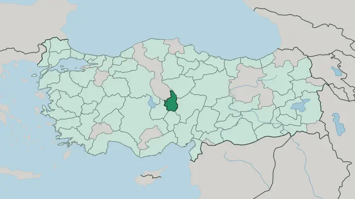 Map of Nevşehir in Turkey