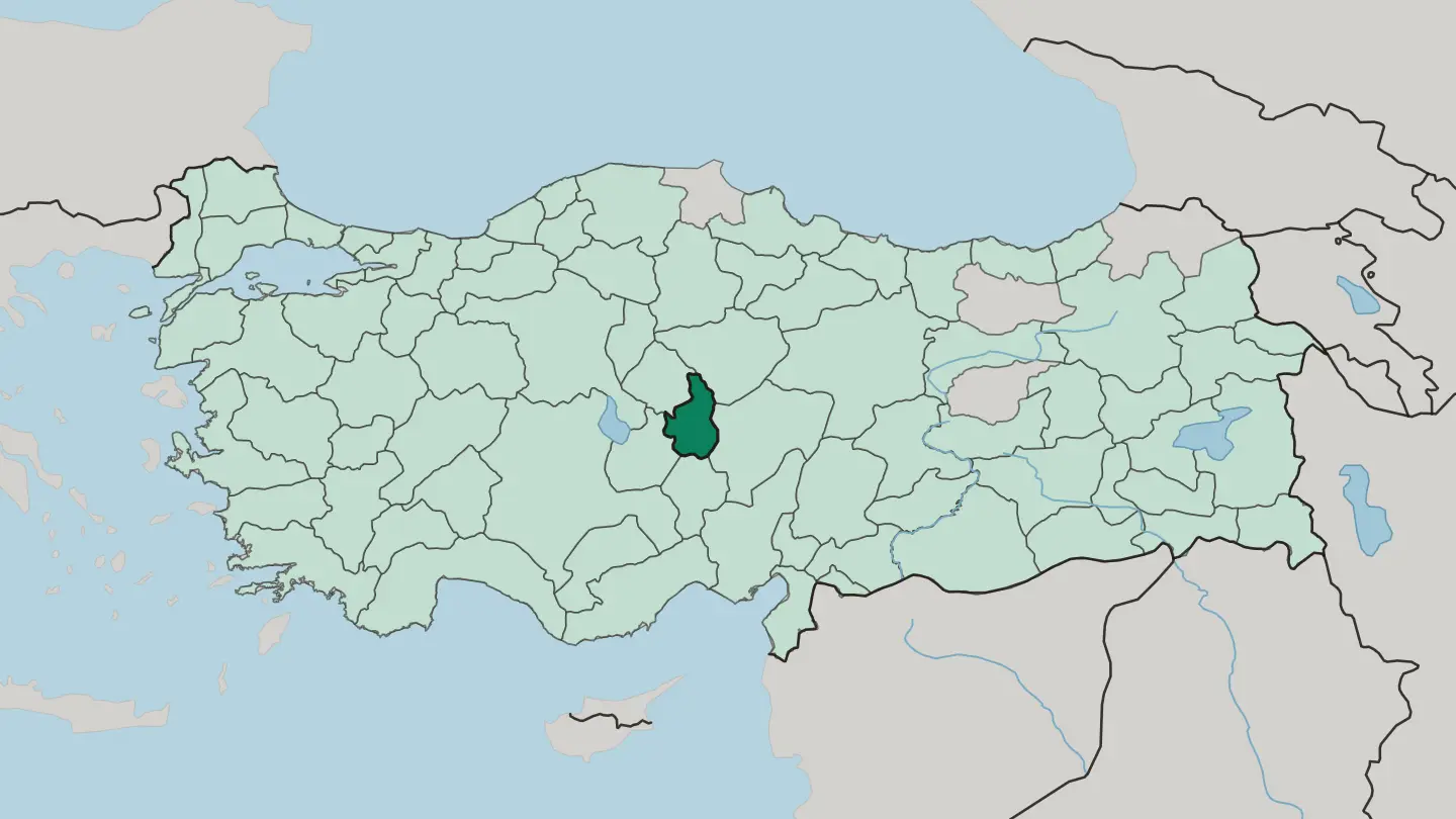 Map of Nevşehir in Turkey