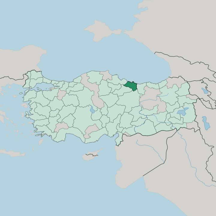 Map showing Ordu — In Turkey