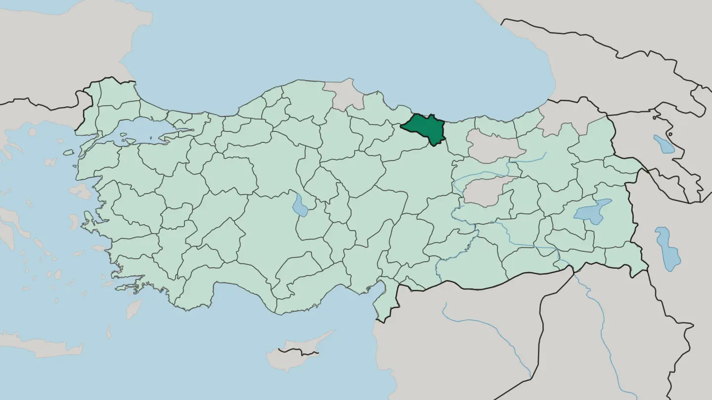 Map of Ordu in Turkey