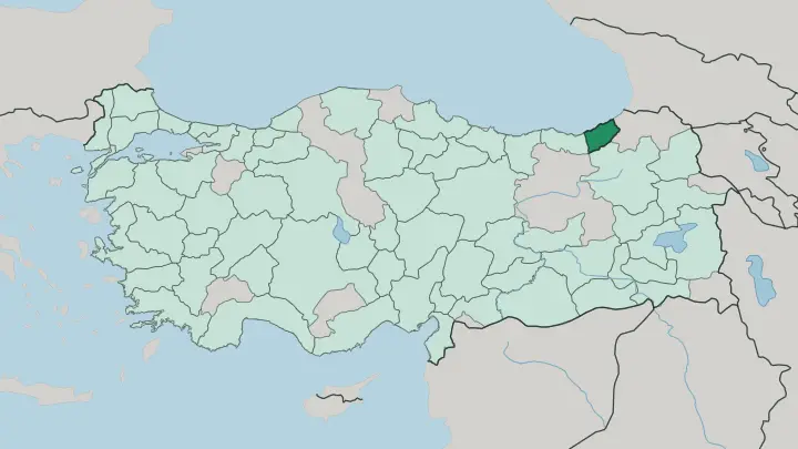 Map of Rize in Turkey