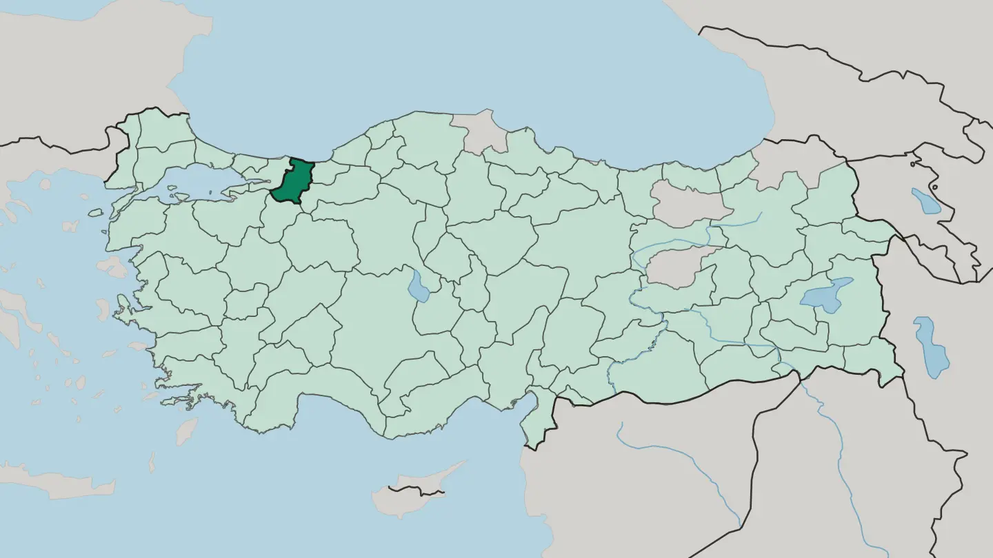 Map of Sakarya in Turkey