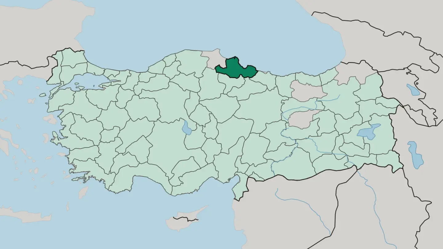 Map of Samsun in Turkey