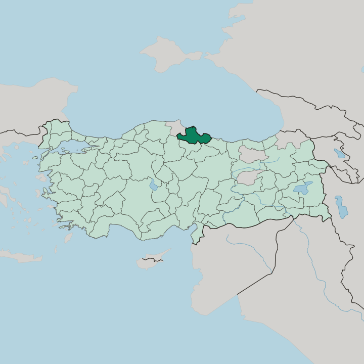 Map showing Samsun — In Turkey