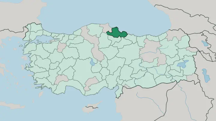 Map of Samsun in Turkey