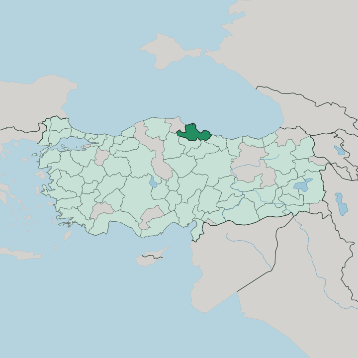 Map showing Samsun — In Turkey