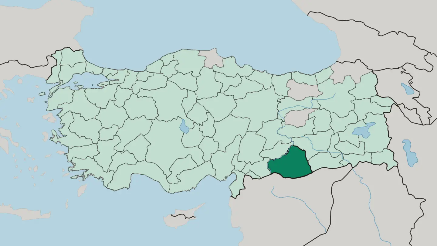 Map of Şanlıurfa in Turkey