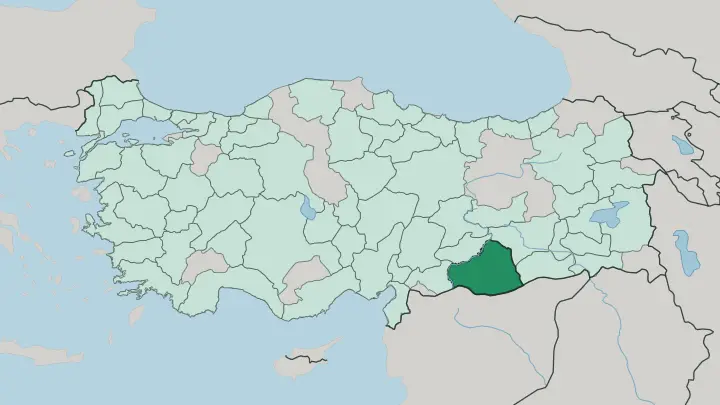 Map of Şanlıurfa in Turkey