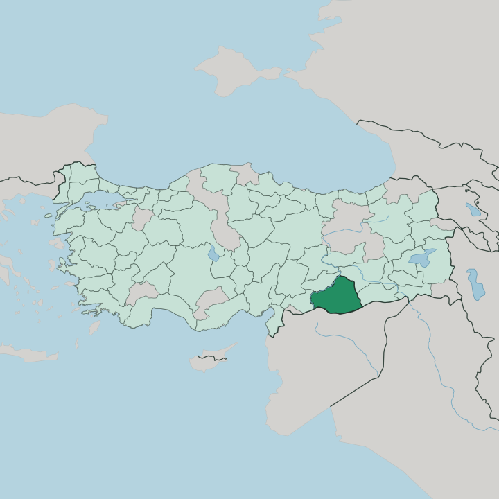 Map showing Şanlıurfa — In Turkey