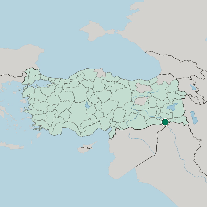 Map showing Cizre — In Turkey