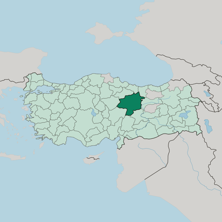 Map showing Sivas — In Turkey
