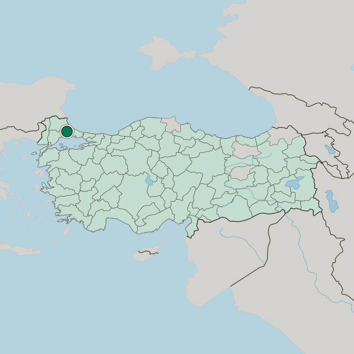 Map showing Çerkezköy — In Turkey