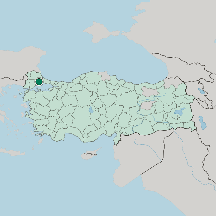 Map showing Çorlu — In Turkey