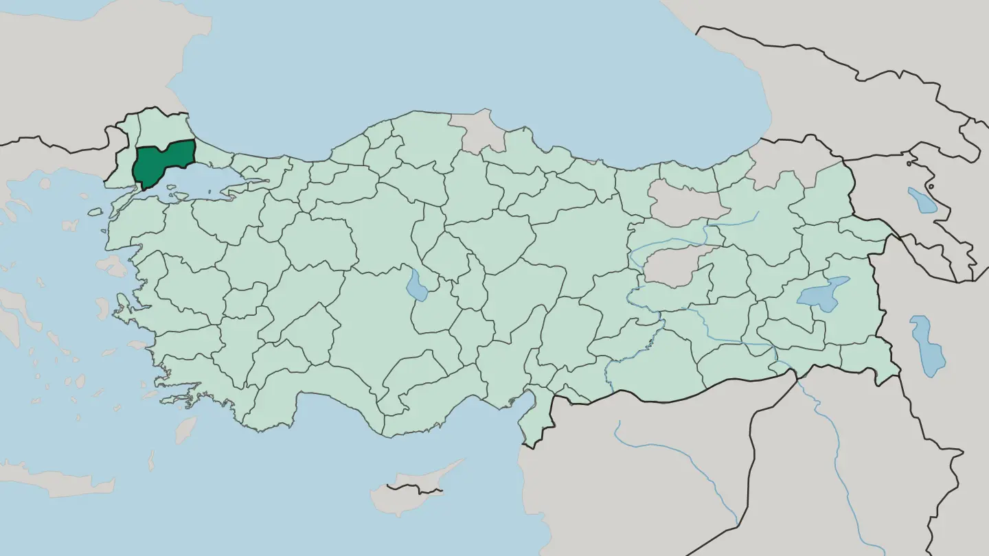 Map of Tekirdağ in Turkey
