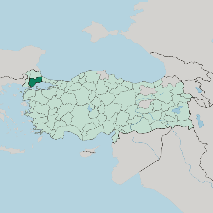 Map showing Tekirdağ — In Turkey