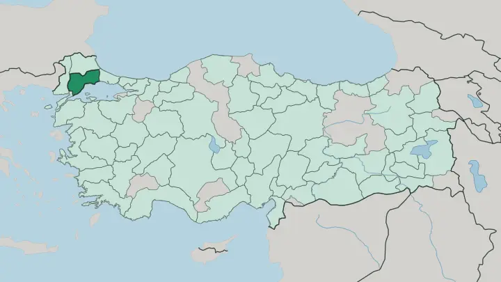 Map of Tekirdağ in Turkey