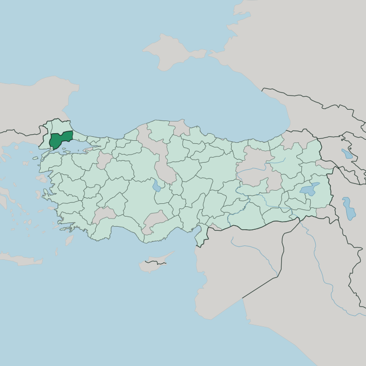 Map showing Tekirdağ — In Turkey