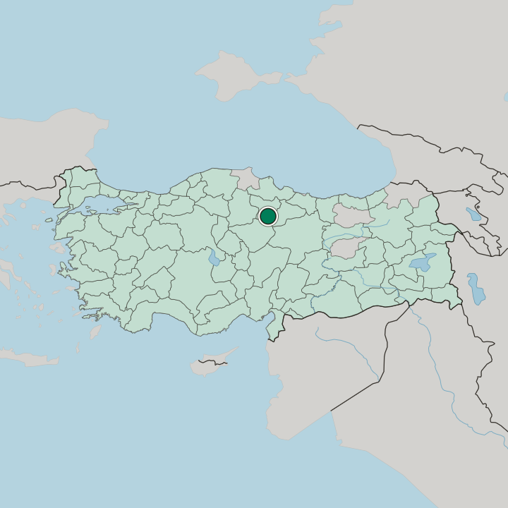 Map showing Zile — In Turkey