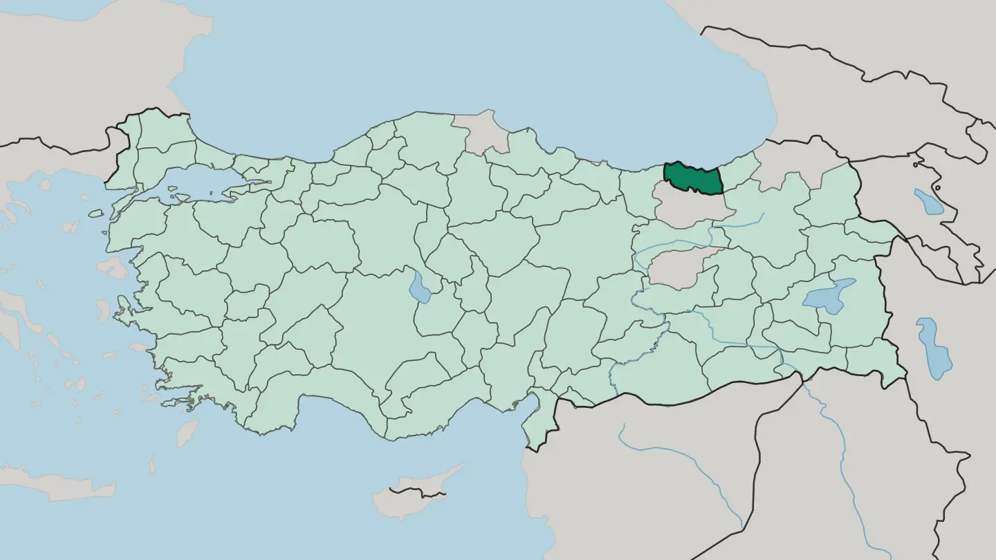 Map of Trabzon in Turkey