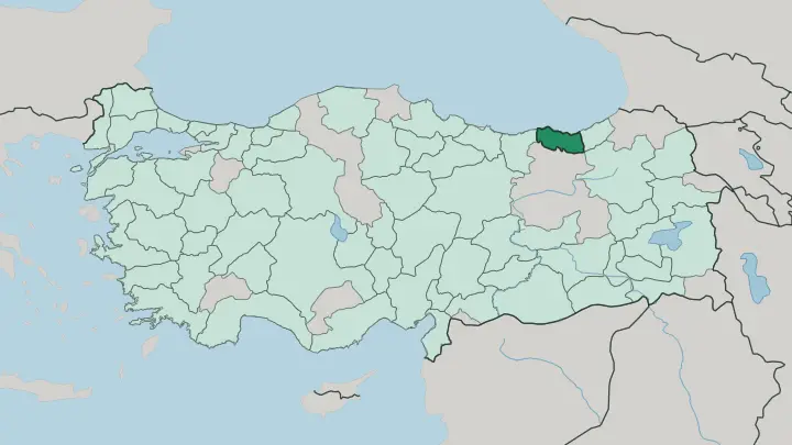Map of Trabzon in Turkey
