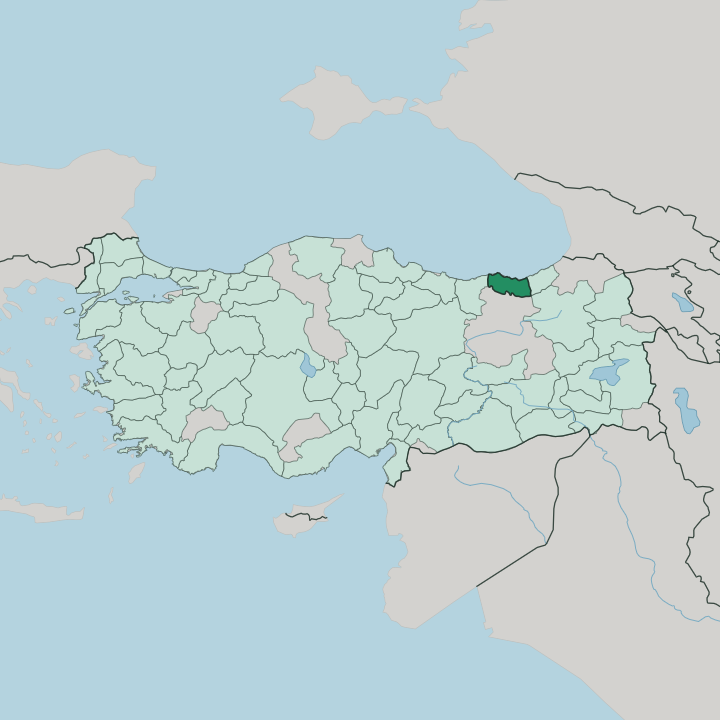 Map showing Trabzon — In Turkey