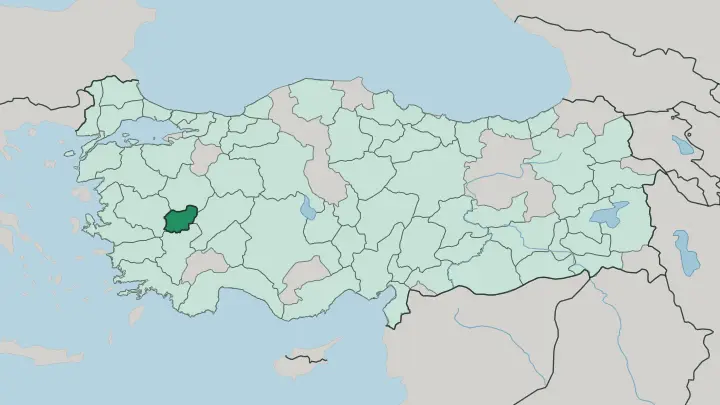 Map of Uşak in Turkey