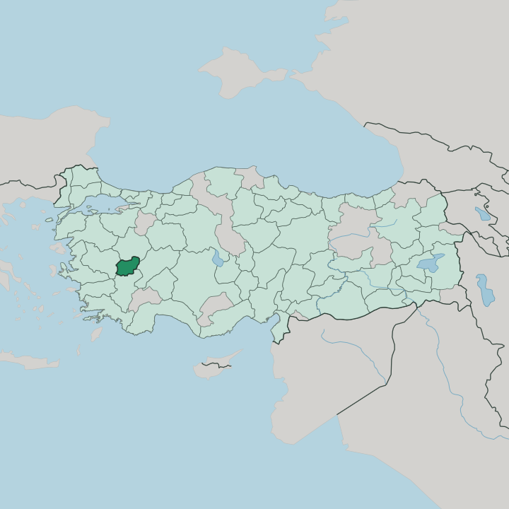 Map showing Uşak — In Turkey