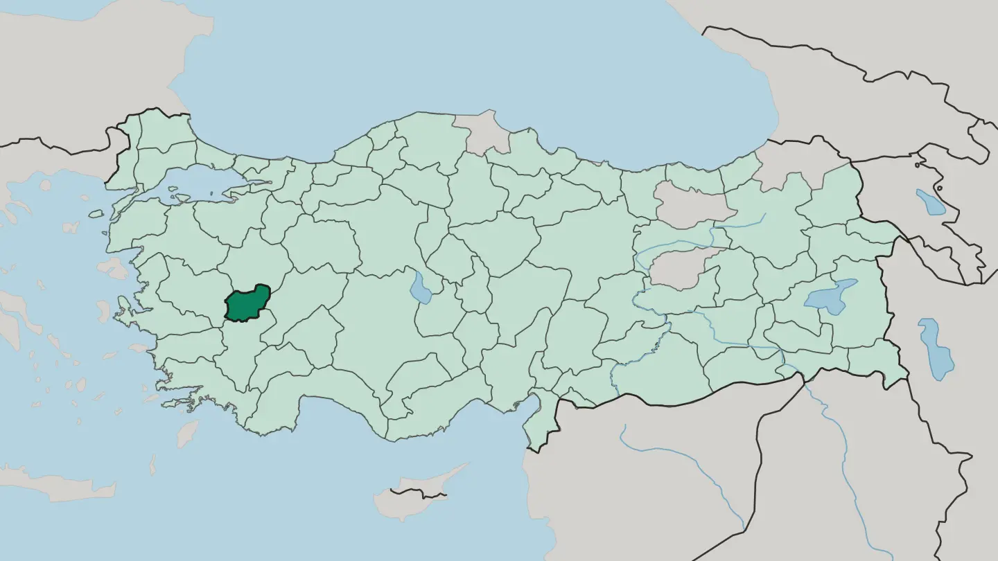 Map of Uşak in Turkey