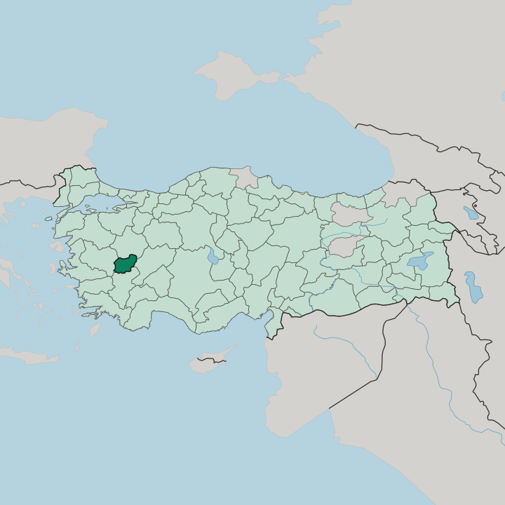 Map showing Uşak — In Turkey