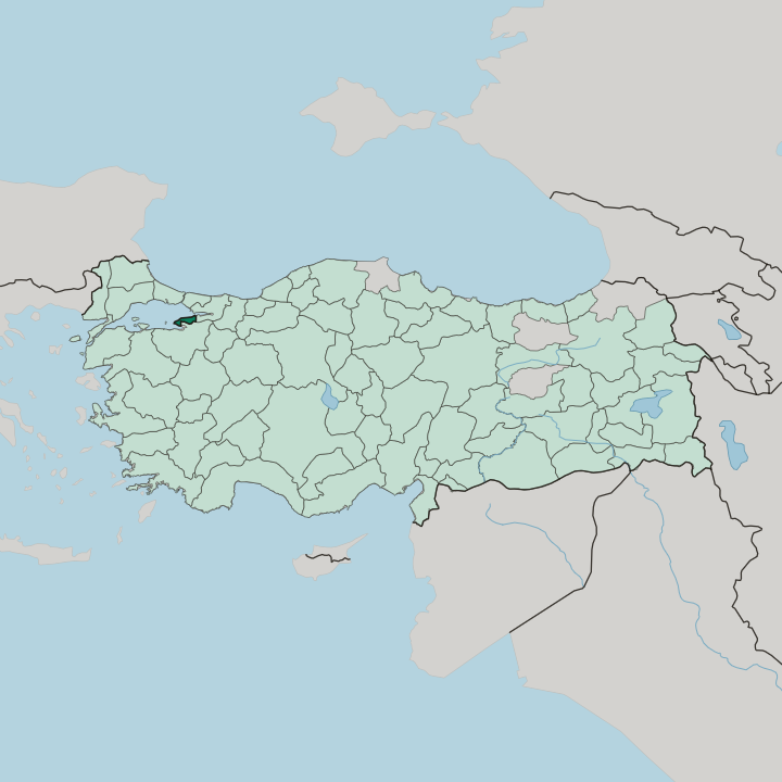Map showing Yalova — In Turkey