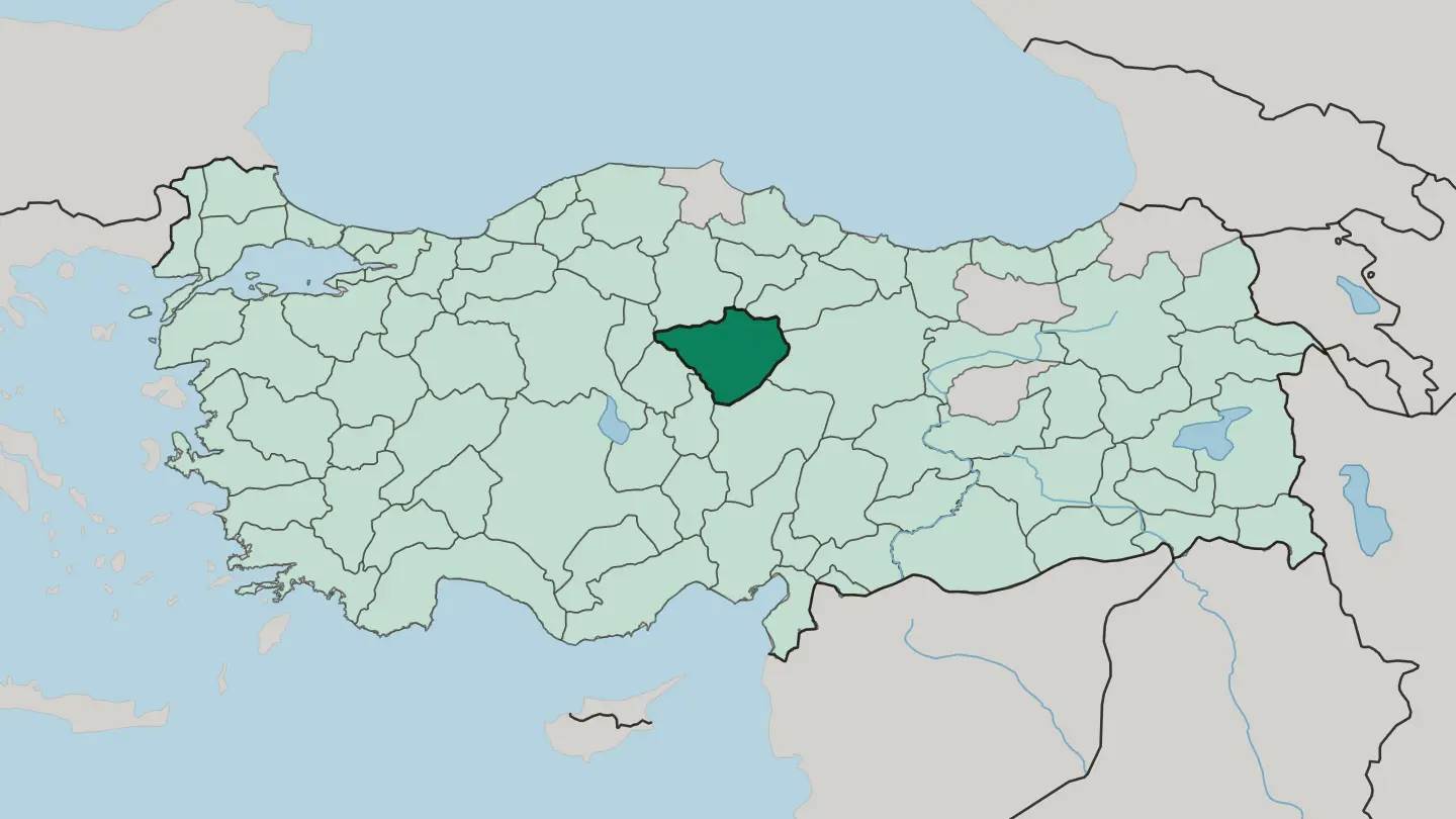 Map of Yozgat in Turkey