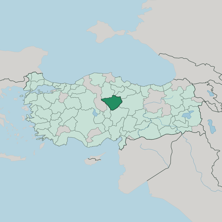 Map showing Yozgat — In Turkey