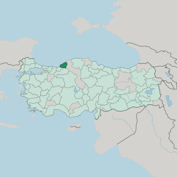 Map showing Zonguldak — In Turkey
