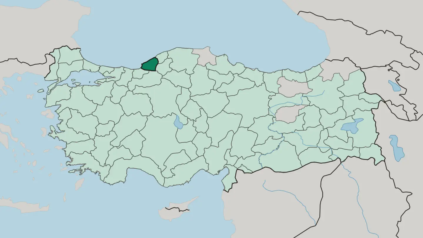 Map of Zonguldak in Turkey