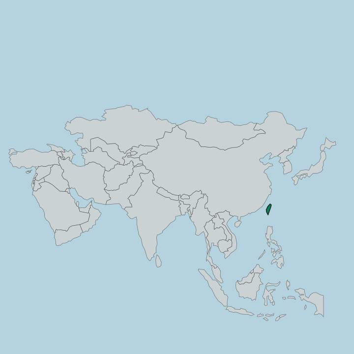 Map showing Taiwan — In Asia
