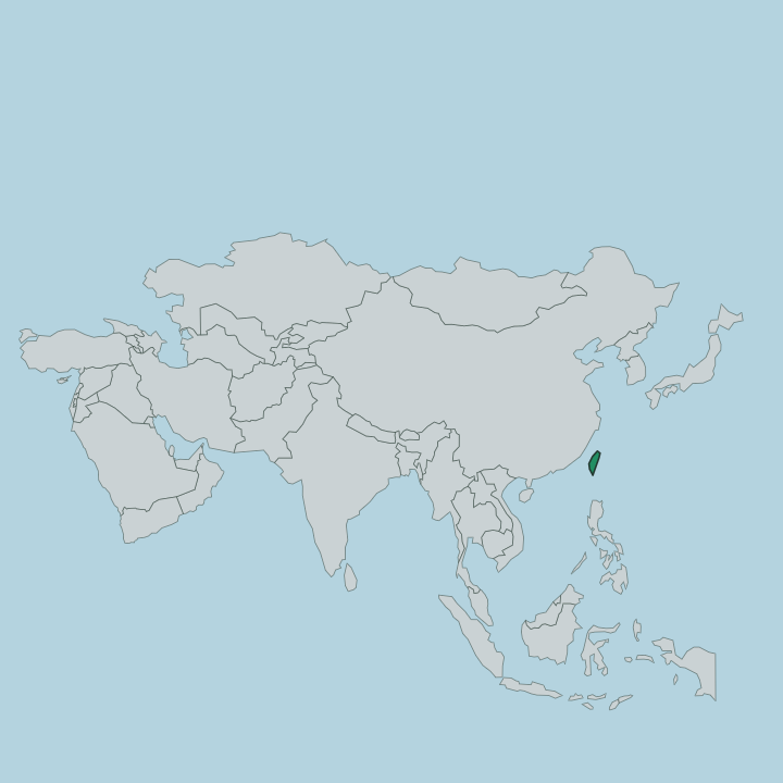 Map showing Taiwan — In Asia