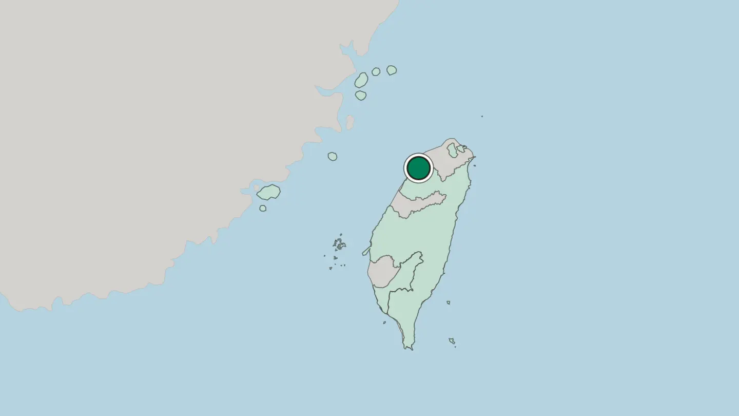 Map of Hsinchu in Taiwan