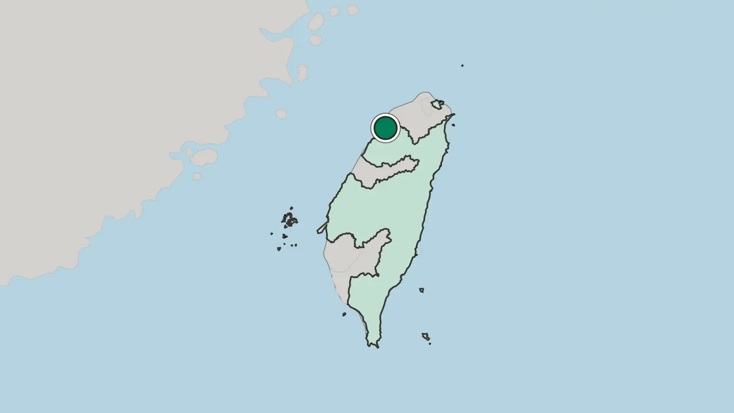 Map of Hsinchu in Taiwan