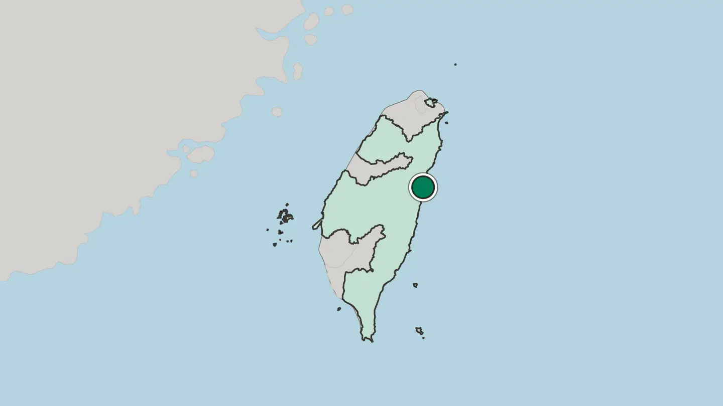 Map of Hualien City in Taiwan