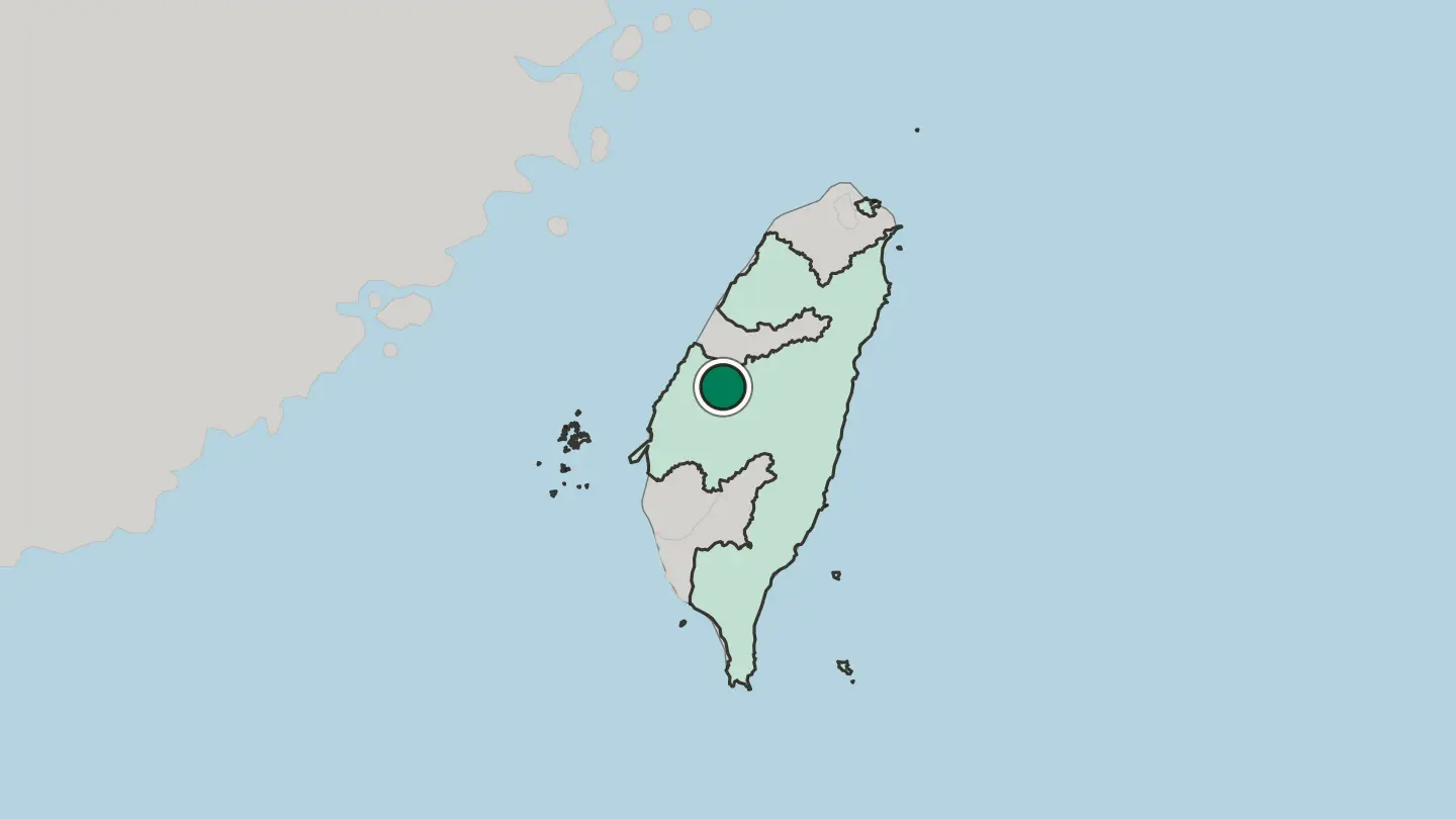 Map of Nantou in Taiwan
