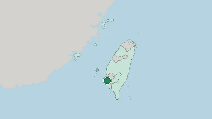 Map of Tainan in Taiwan