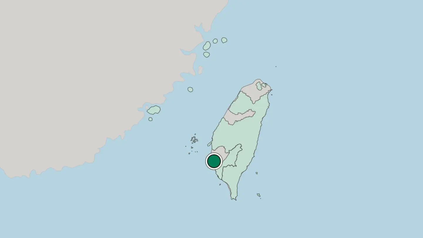 Map of Tainan in Taiwan