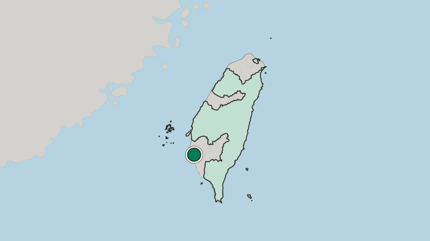 Map of Tainan in Taiwan