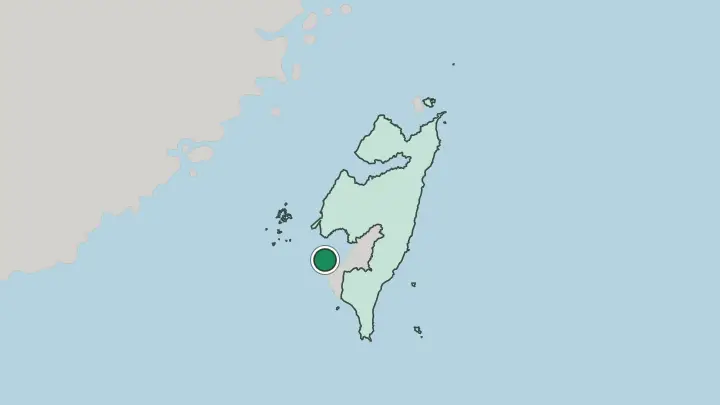Map of Tainan in Taiwan